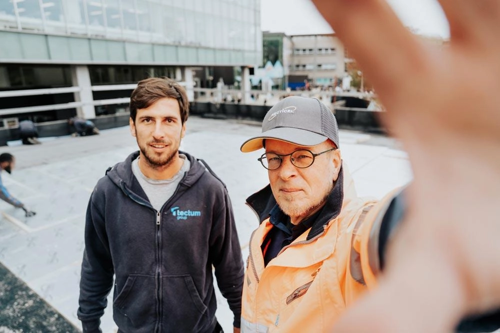 Rénovation restaurant VUB à Ixelles avec l'isolation en pente Recticel