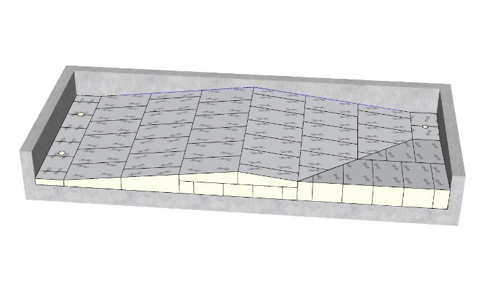 afschotisolatie 3D tekening plat dak