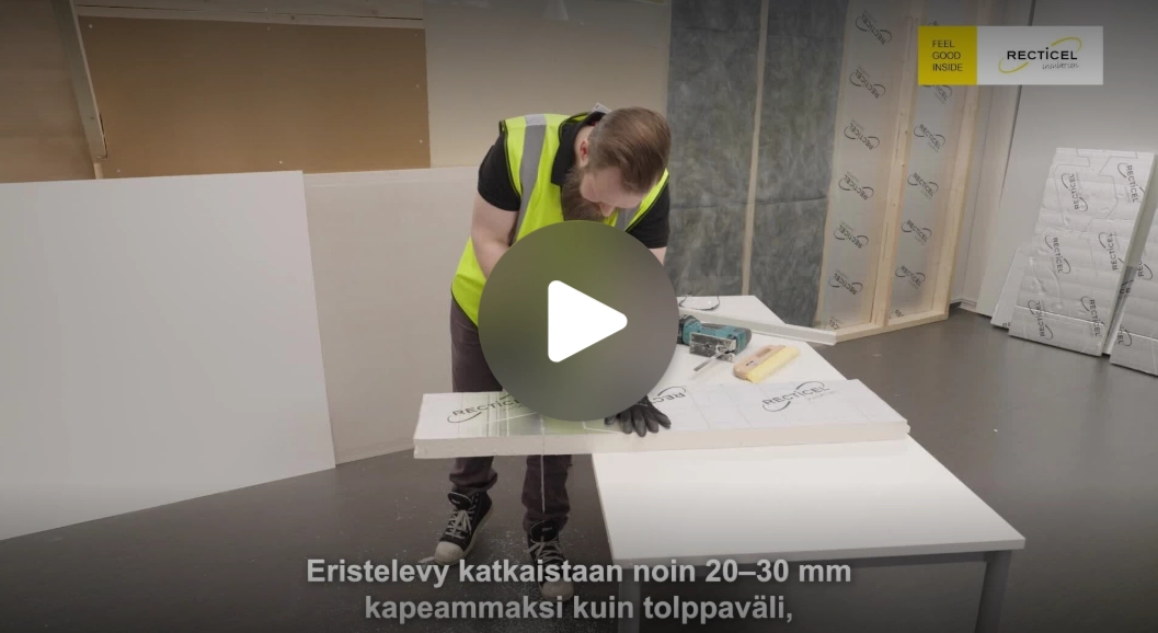 PIR-eristeiden asennus passiivitalon seinään (uudisrakennus)