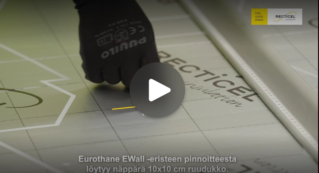 PIR-eristeiden asennus pientalon seinään höyrynsuluksi (uudisrakennus) 